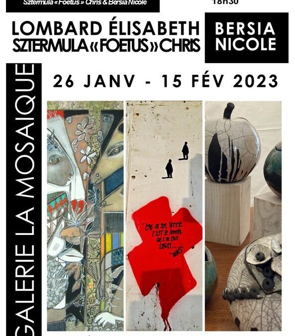 Vernissage du 27/01, avec Élisabeth Lombard, Chris « Fœtus » Sztermula & Nicole Bersia